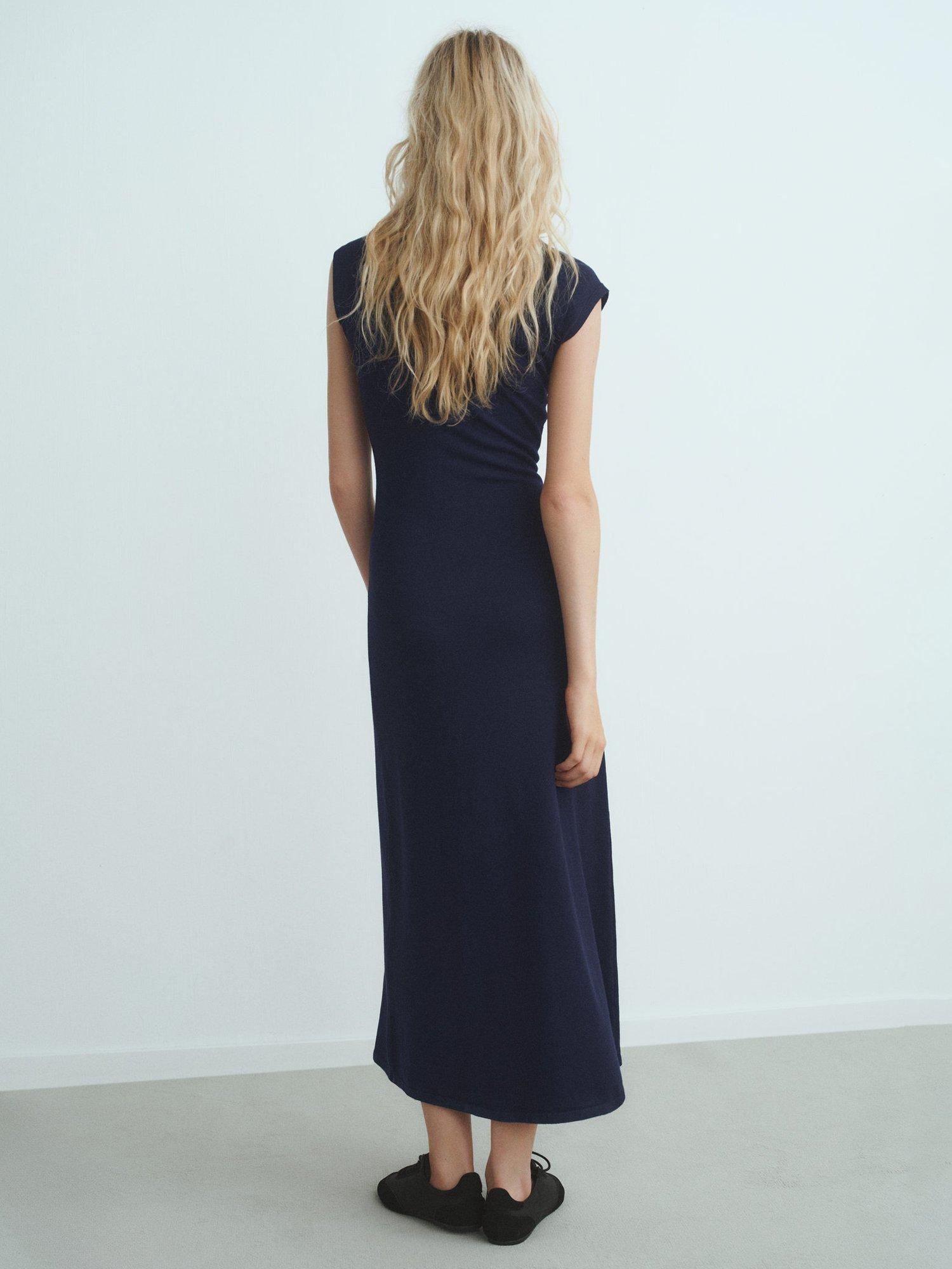 Product image 4 of 9, which shows Mango Pomodore Jumper Maxi Dress, Navy, 8