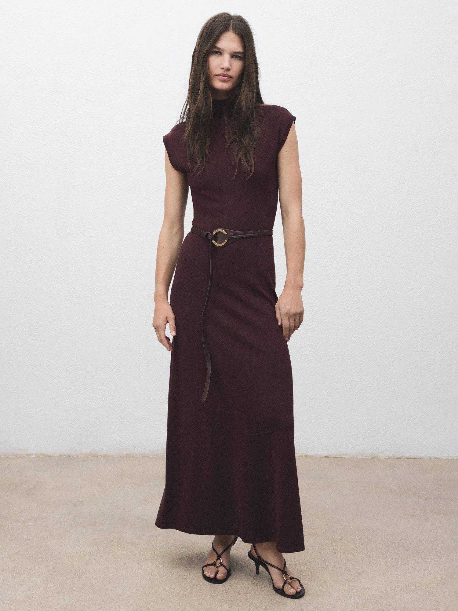 Product image 1 of 8, which shows Mango Pomodore Jumper Maxi Dress, Dark Red, 4