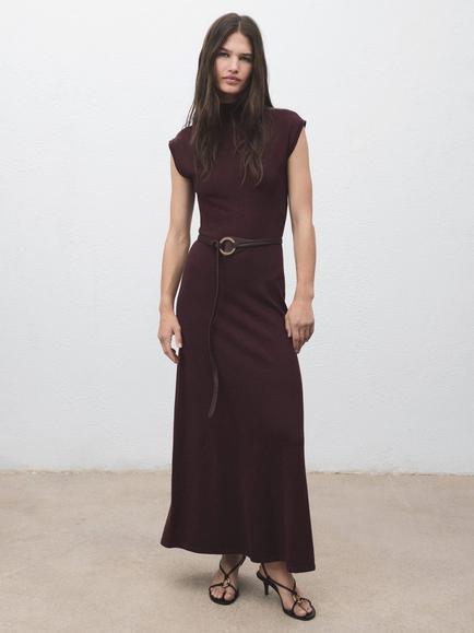 Mango Pomodore Jumper Maxi Dress, Dark Red