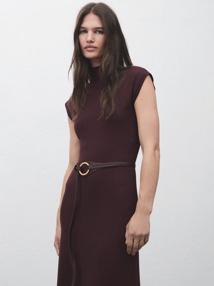 Mango Pomodore Jumper Maxi Dress - view 2, Dark Red