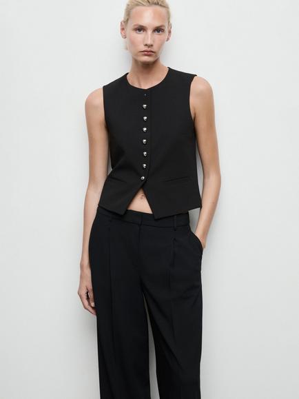 Mango Gabo Tailored Waistcoat, Black, Black