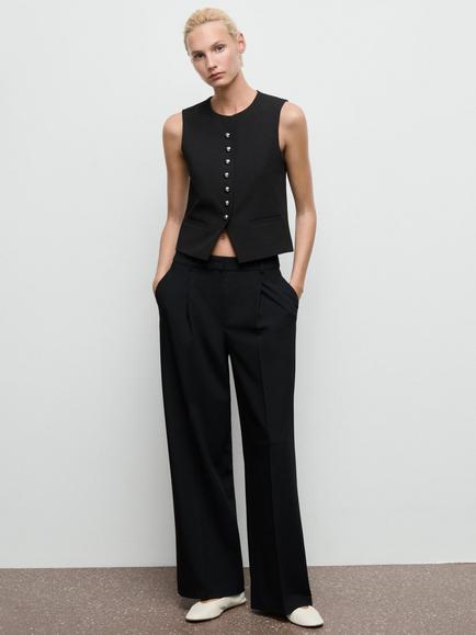 Mango Gabo Tailored Waistcoat, Black - view 2, Black