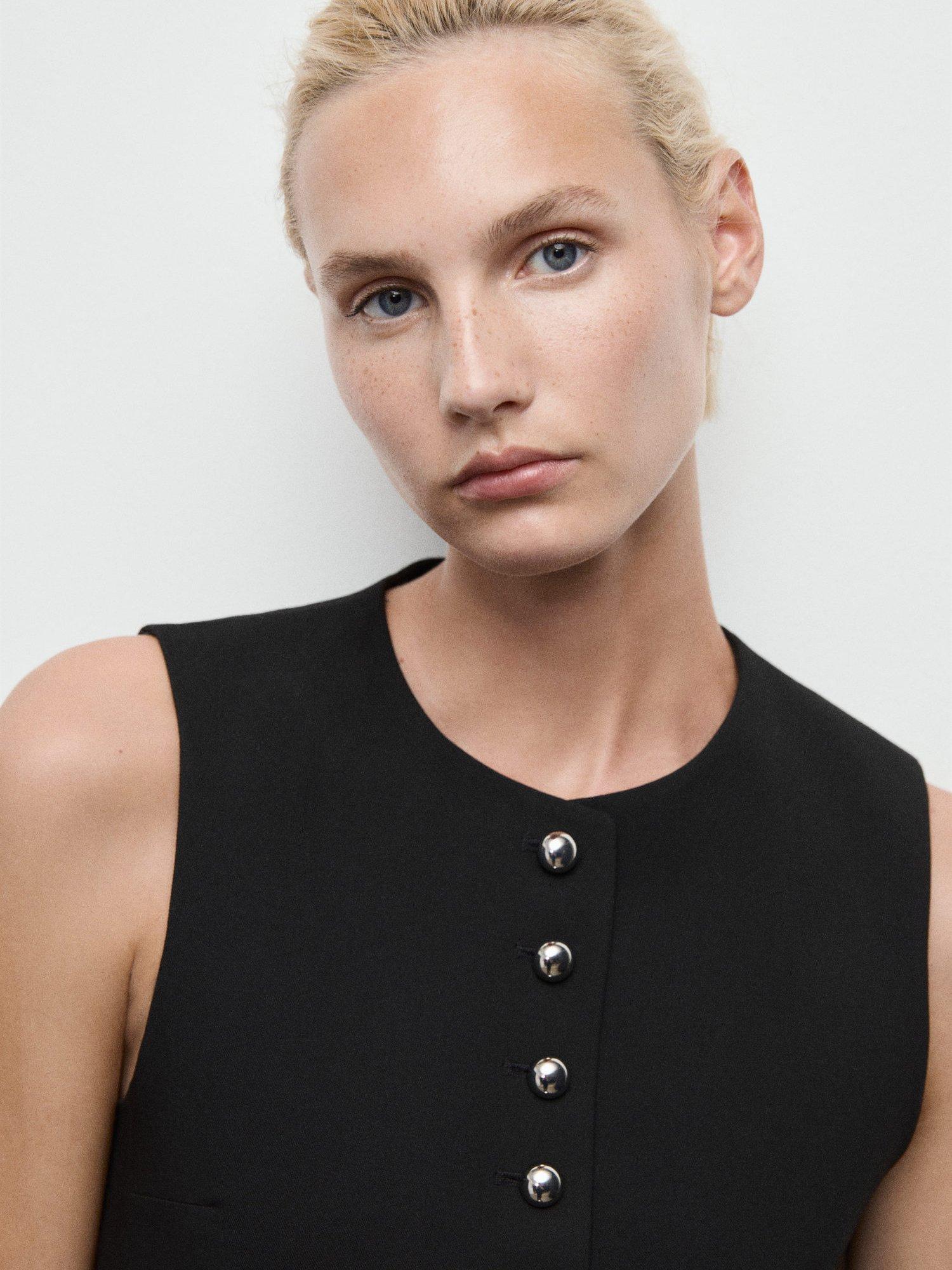 Product image 6 of 8, which shows Mango Gabo Tailored Waistcoat, Black, L