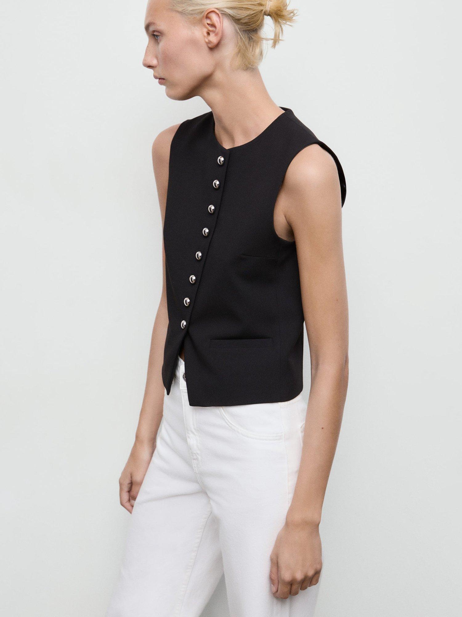 Product image 7 of 8, which shows Mango Gabo Tailored Waistcoat, Black, L