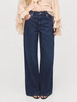 Mango Annie Low Waist Wide Leg Jeans, Open Blue