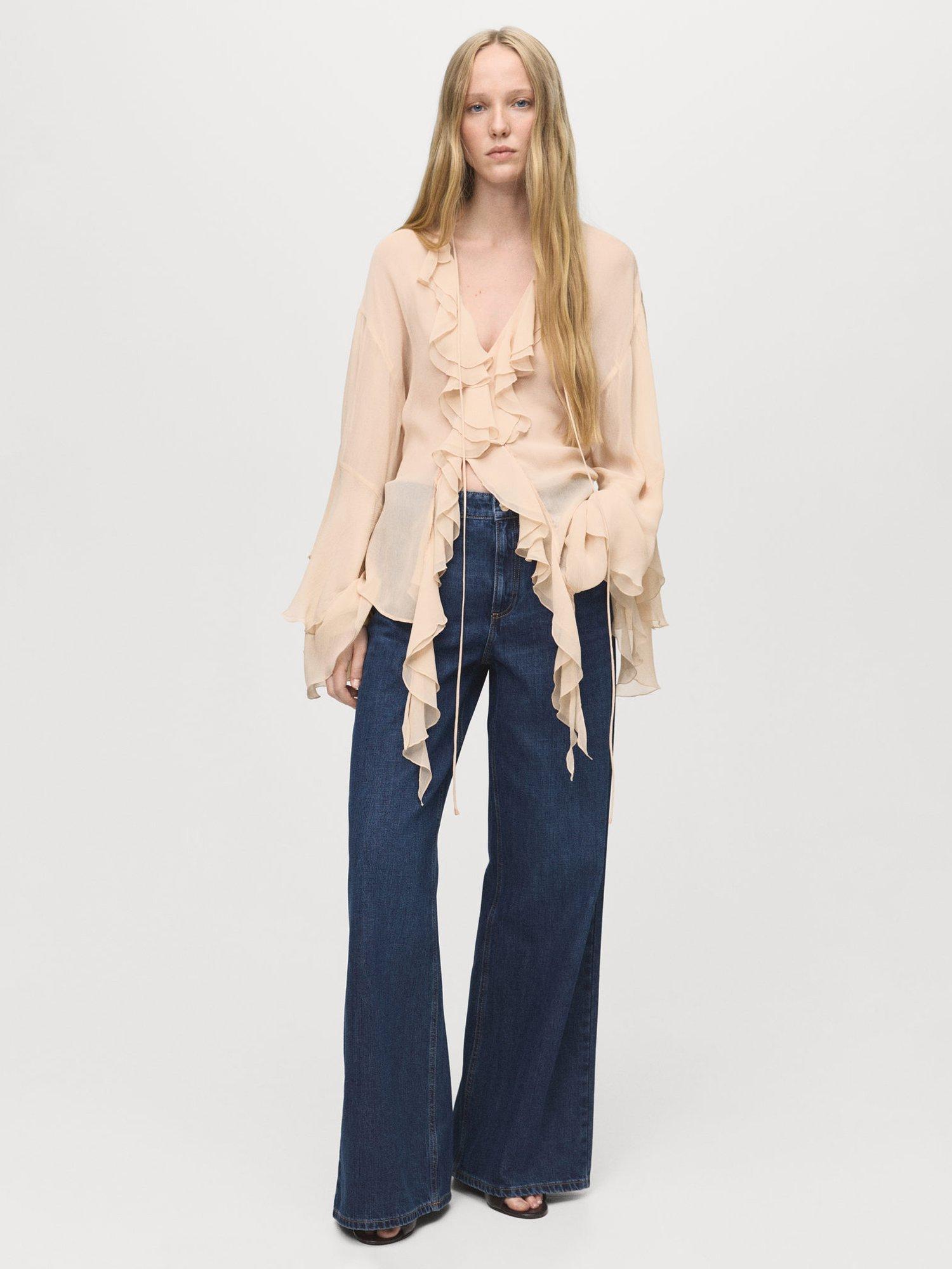 Product image 2 of 7, which shows Mango Annie Low Waist Wide Leg Jeans, Open Blue, 4