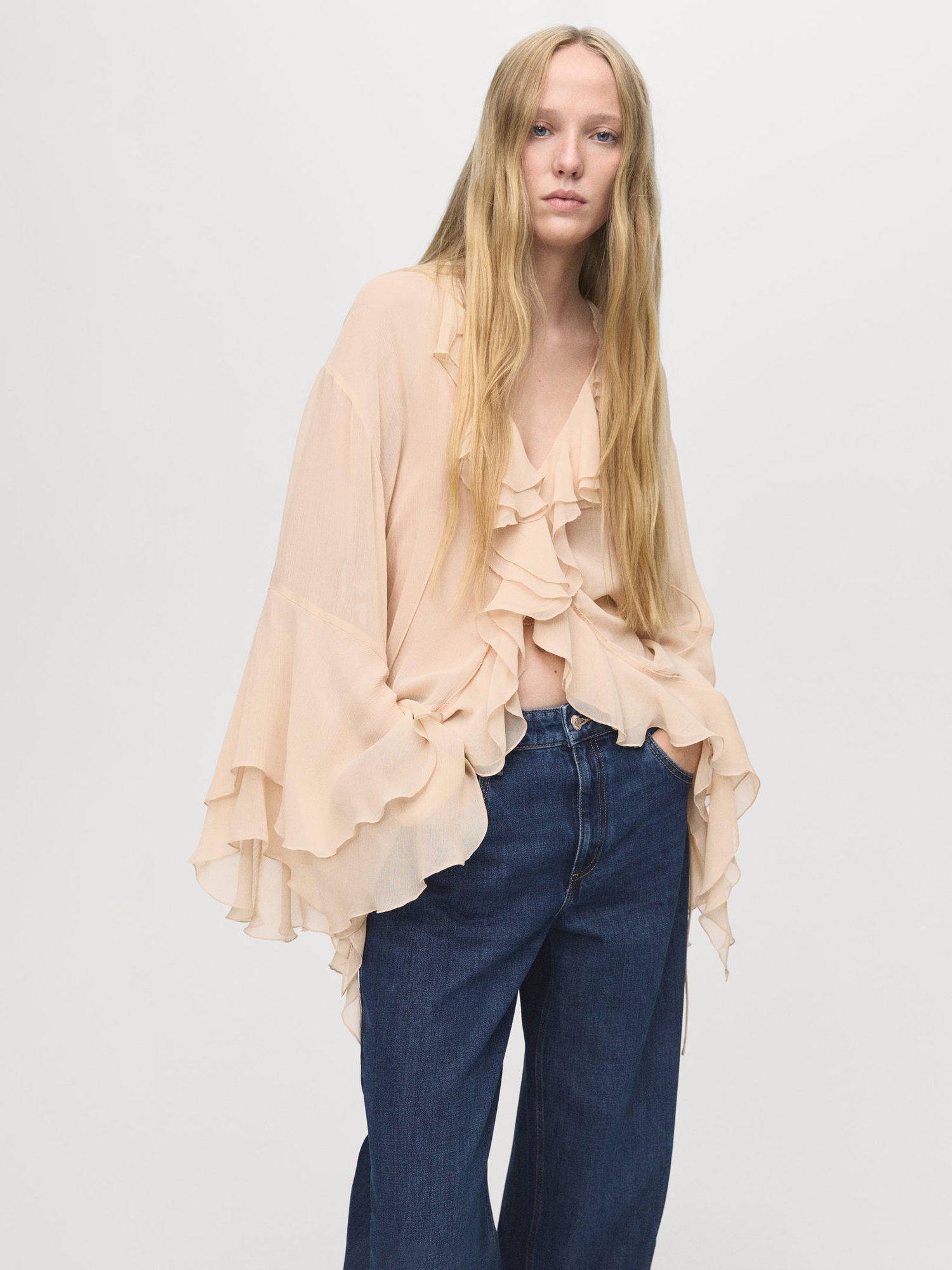 Product image 6 of 7, which shows Mango Annie Low Waist Wide Leg Jeans, Open Blue, 4