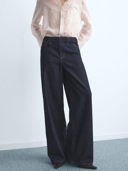 Mango Max Wide Leg Jeans, Open Blue, Open Blue