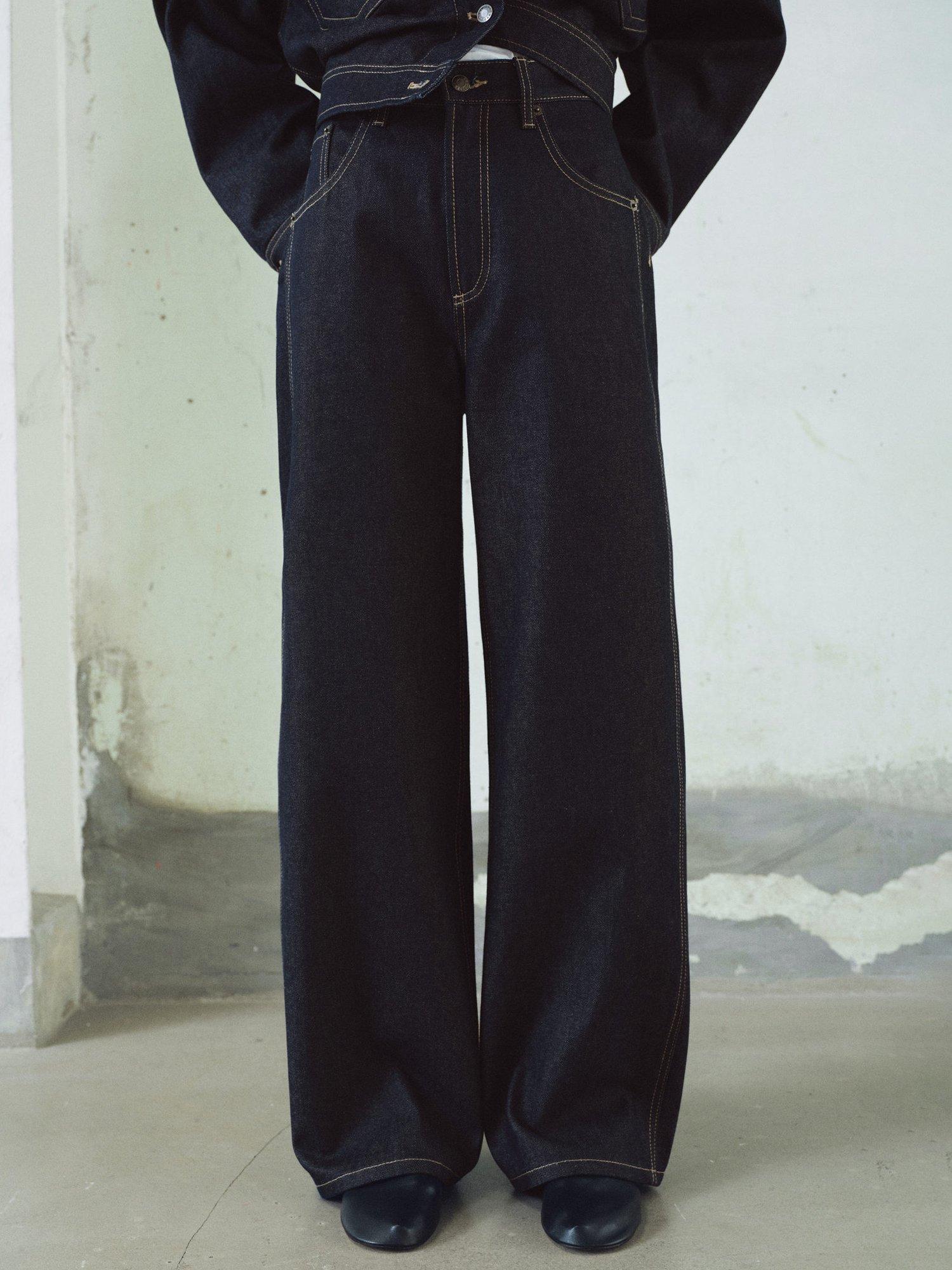 Product image 1 of 8, which shows Mango Susan Wide Leg Jeans, Open Blue, 4