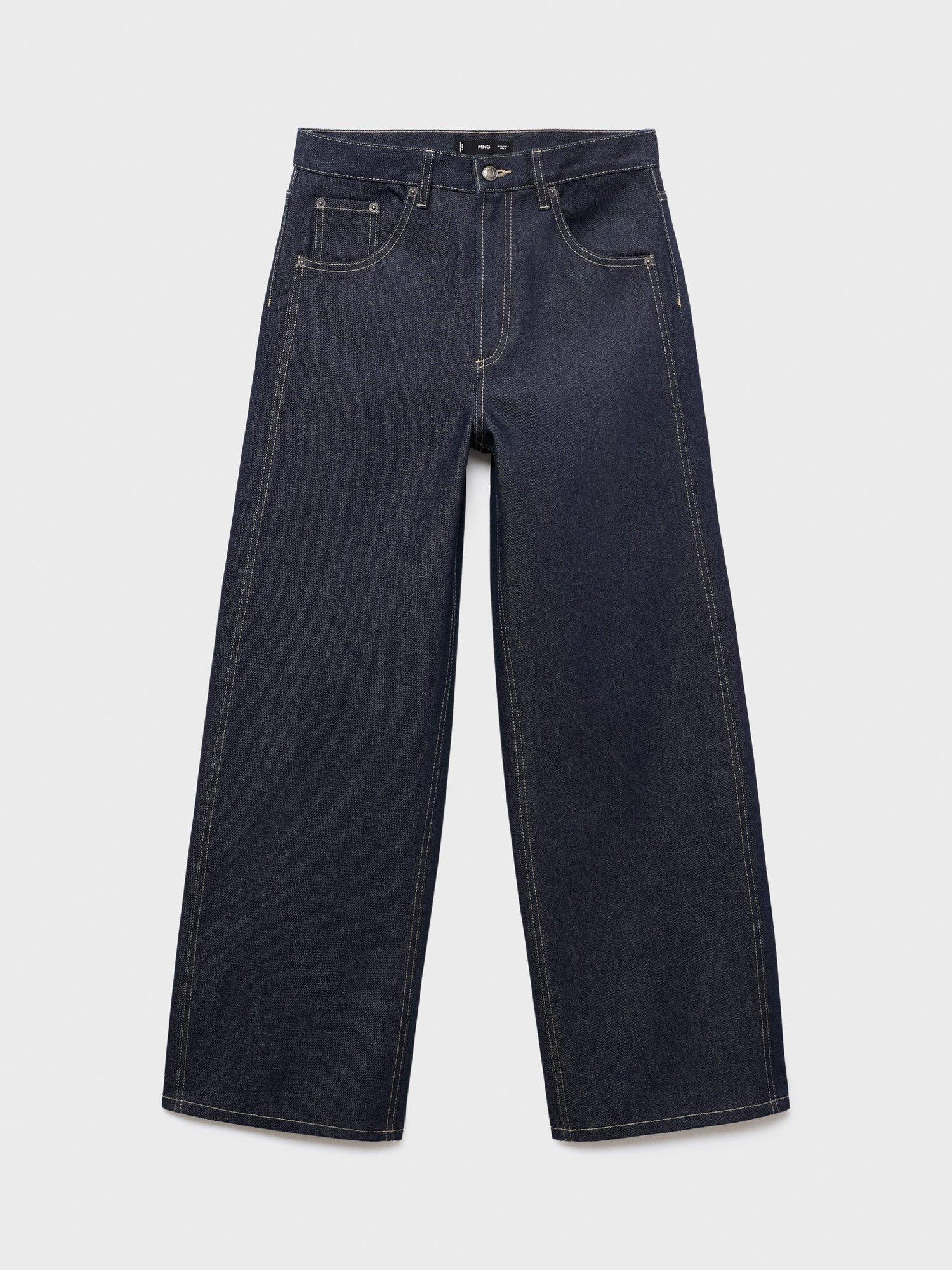 Product image 3 of 8, which shows Mango Susan Wide Leg Jeans, Open Blue, 4