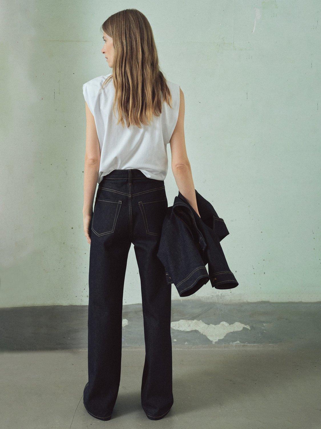 Product image 4 of 8, which shows Mango Susan Wide Leg Jeans, Open Blue, 4