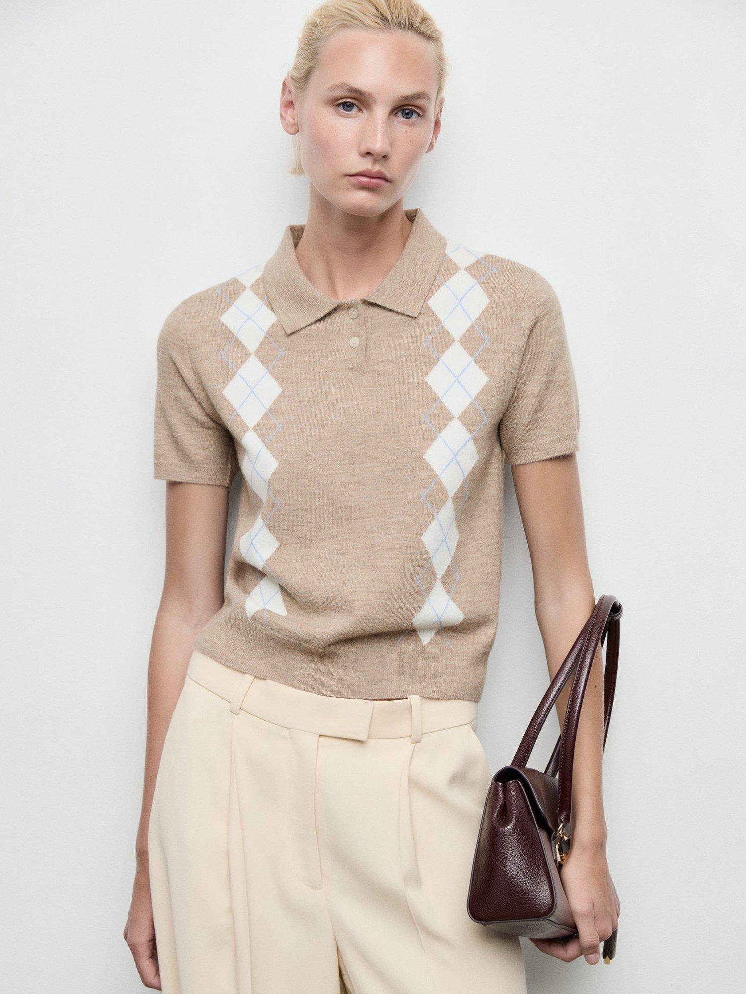 Product image 1 of 9, which shows Mango Bimbu Short Sleeve Jumper, Medium Brown, 4XL