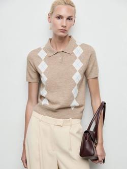 Mango Bimbu Short Sleeve Jumper, Medium Brown, Medium Brown