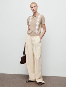 Mango Bimbu Short Sleeve Jumper, Medium Brown - view 2, Medium Brown