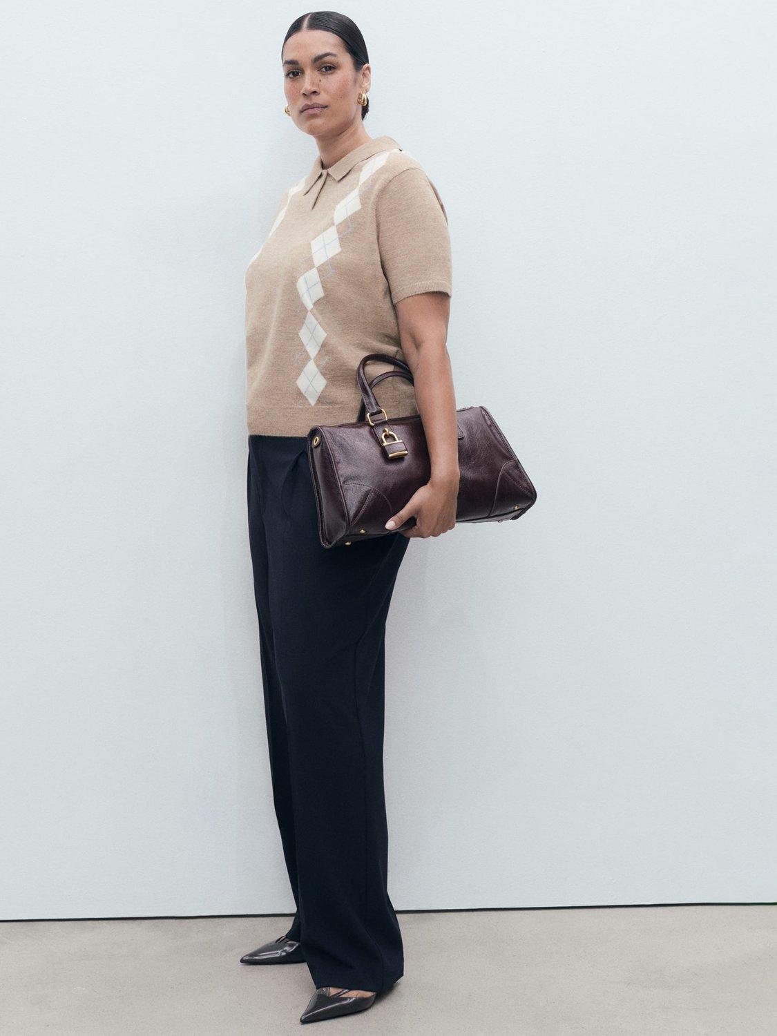 Product image 8 of 9, which shows Mango Bimbu Short Sleeve Jumper, Medium Brown, 4XL