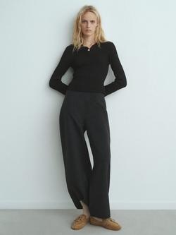 Mango Button Detail Jersey Jumper, Black - view 2, Black