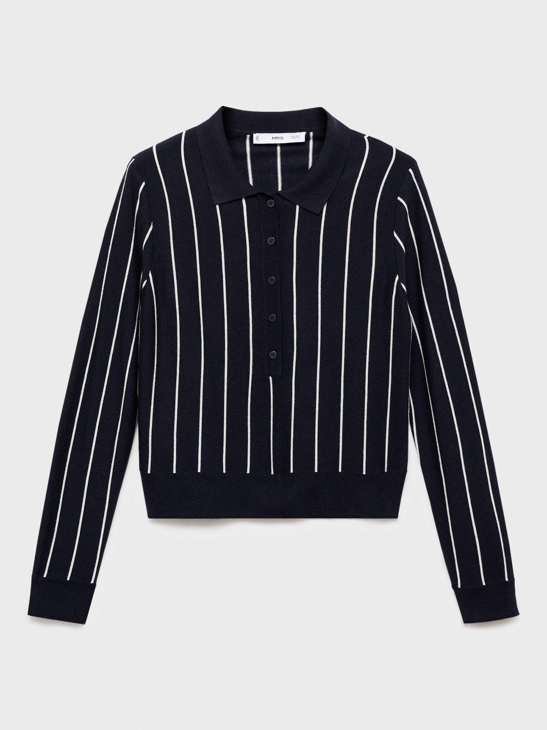 Product image 3 of 8, which shows Mango Citrus Stripe Jumper, Navy, S