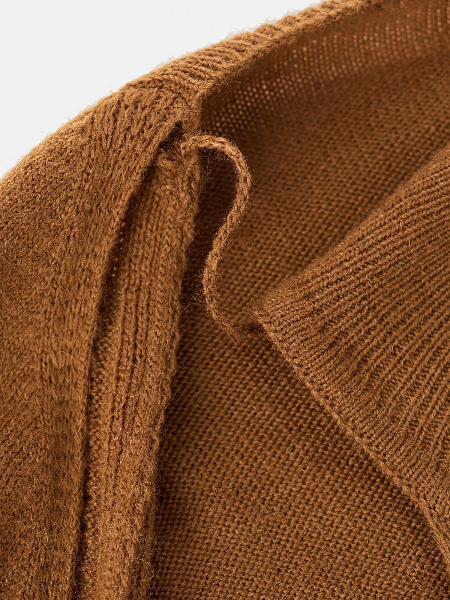 Product image 5 of 7, which shows Mango Fine Knit Slash Shoulder Jumper, Medium Brown, L
