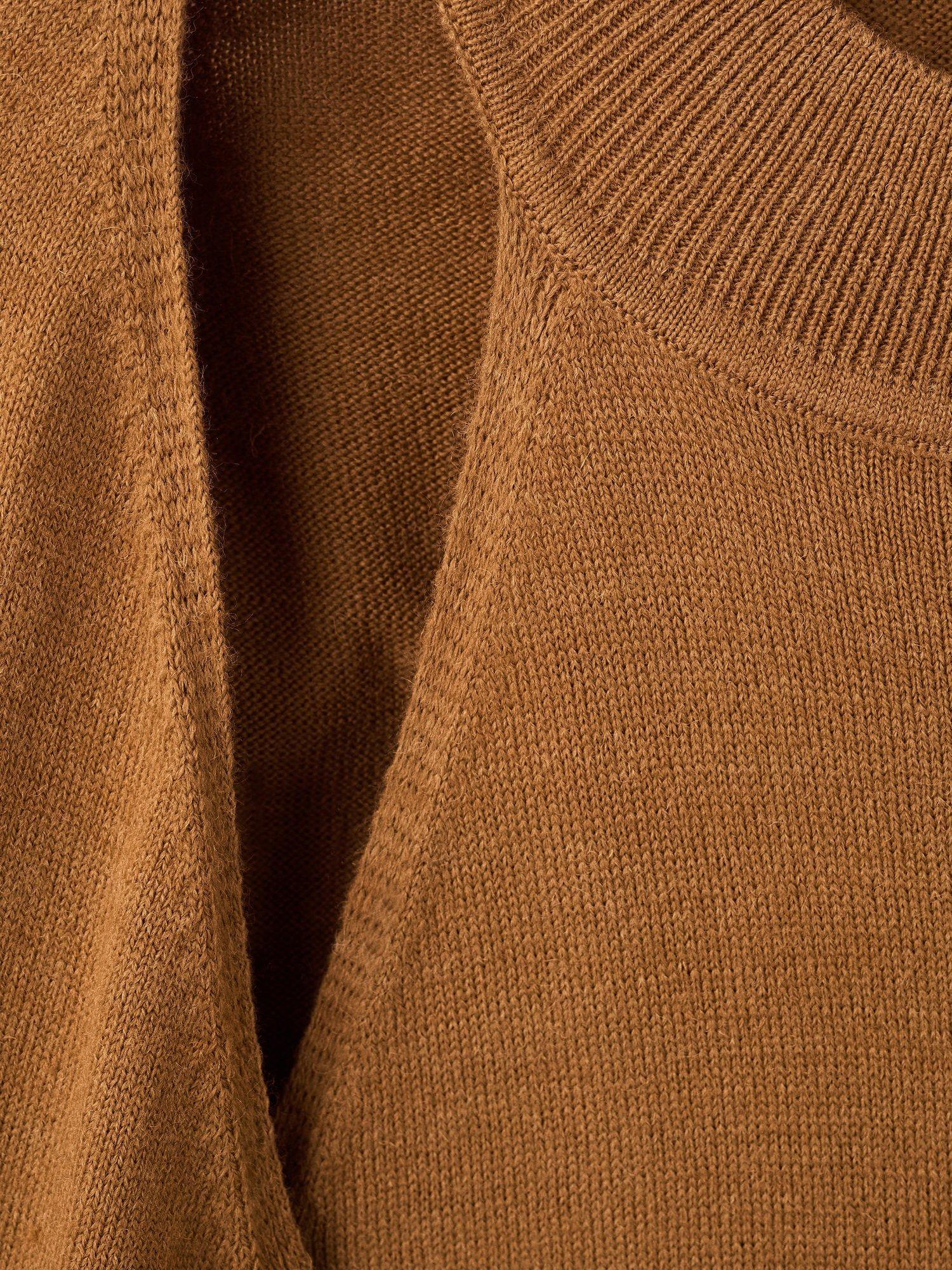 Product image 7 of 7, which shows Mango Fine Knit Slash Shoulder Jumper, Medium Brown, L