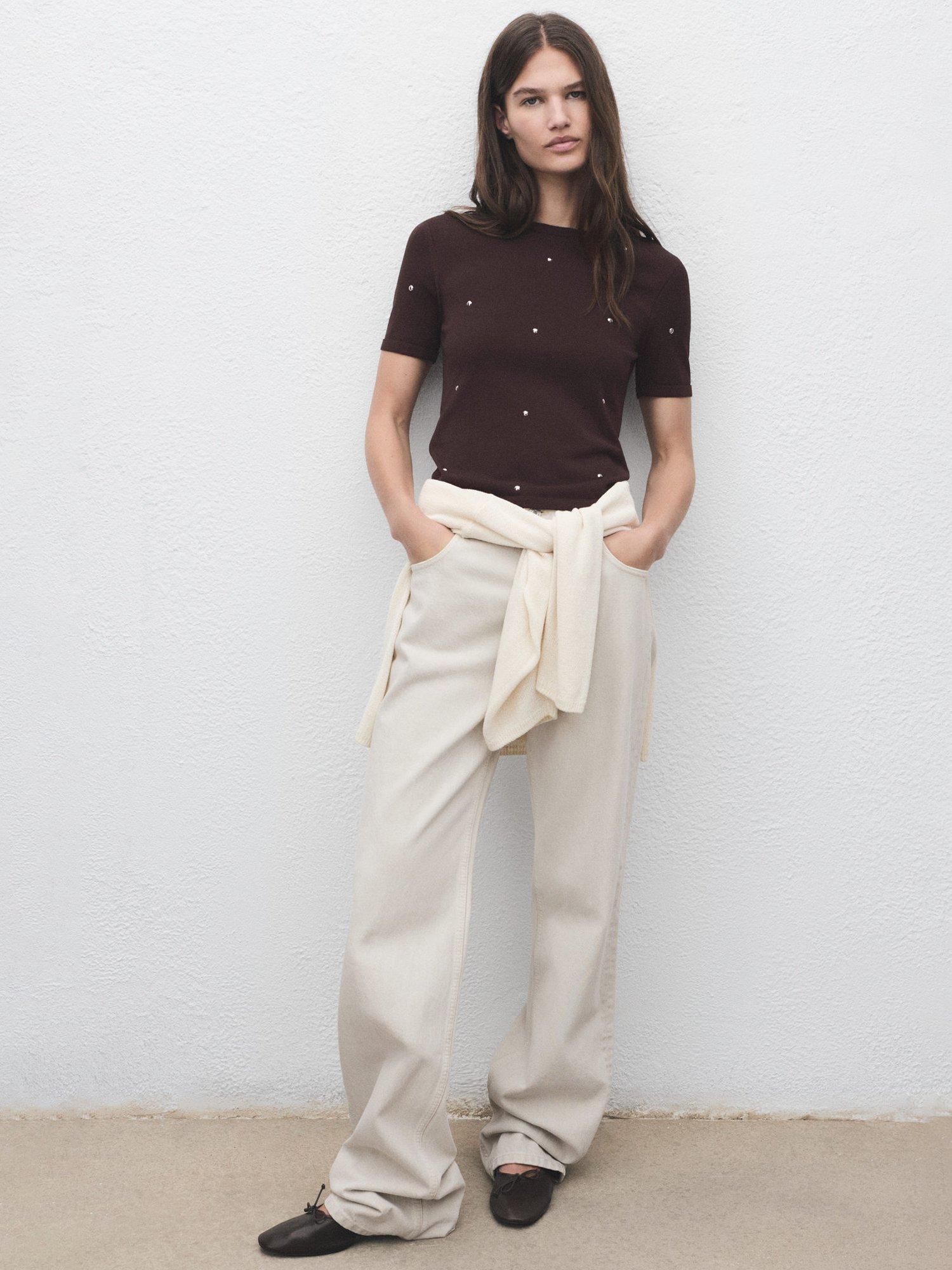 Product image 2 of 7, which shows Mango Gems Rhinestone Jumper, Brown, S