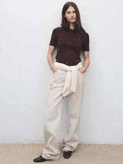 Mango Gems Rhinestone Jumper, Brown - view 2, Brown