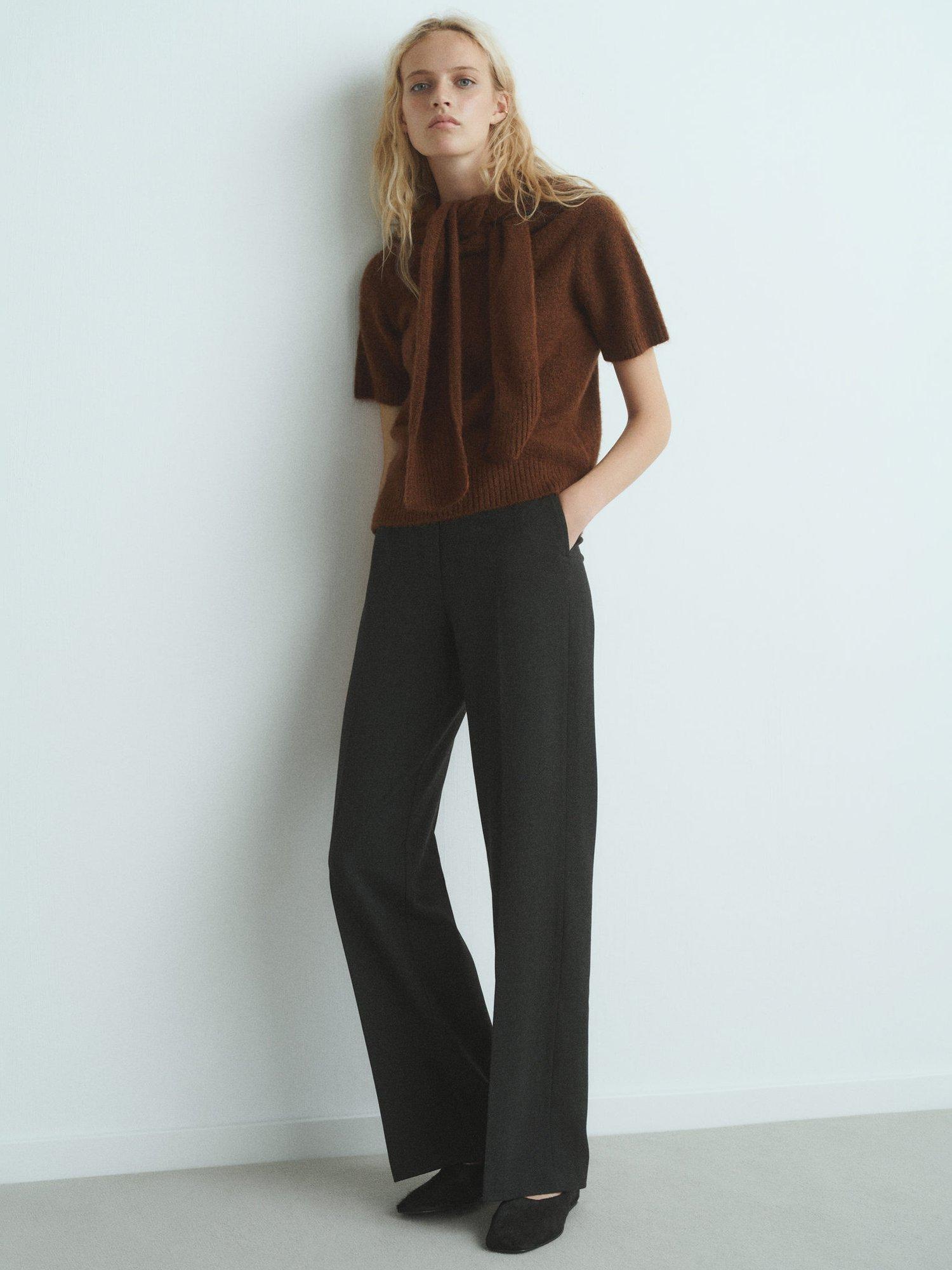 Product image 2 of 8, which shows Mango Leire Scarf Detail Jumper, Brown, XS