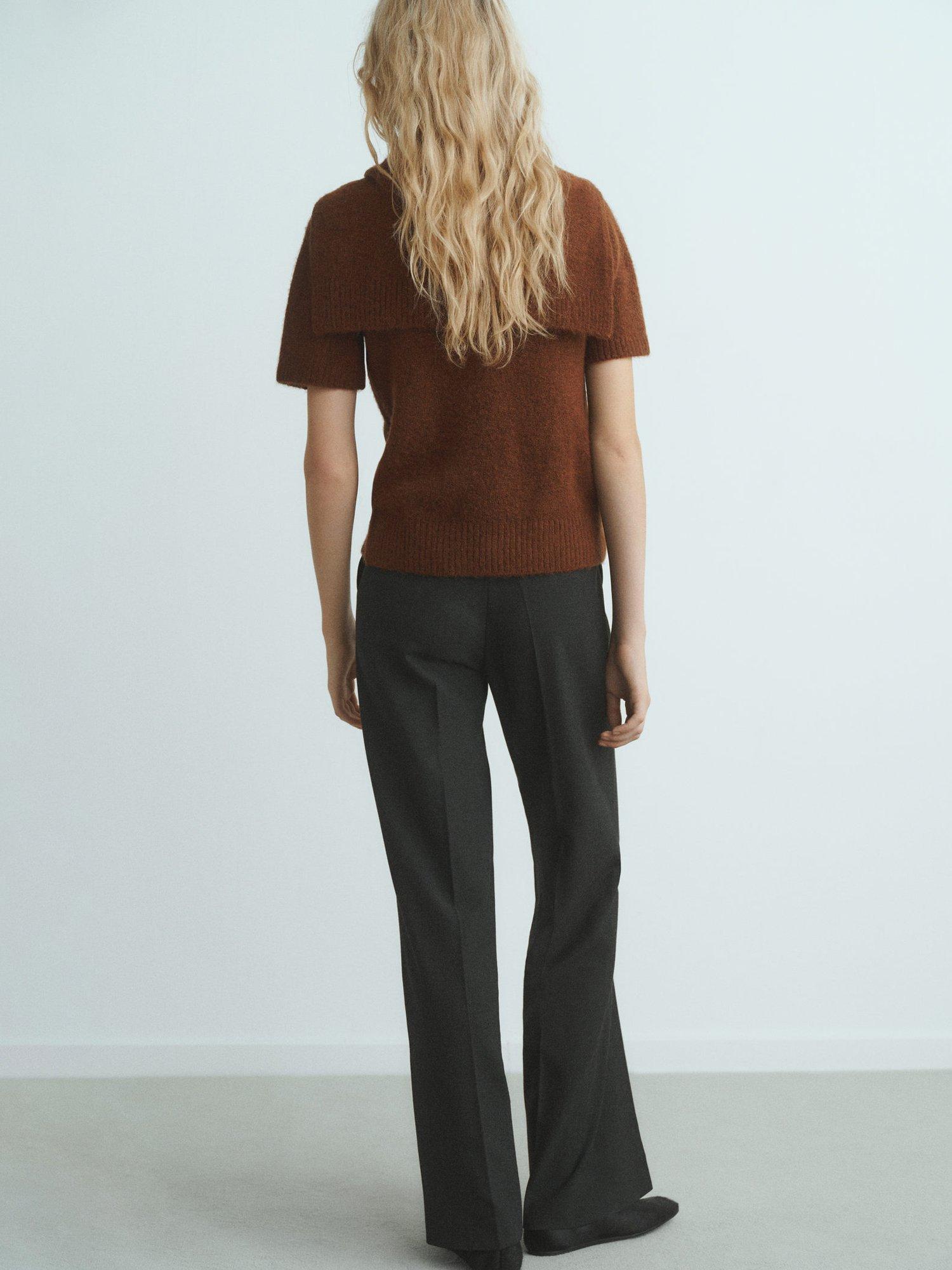 Product image 4 of 8, which shows Mango Leire Scarf Detail Jumper, Brown, XS
