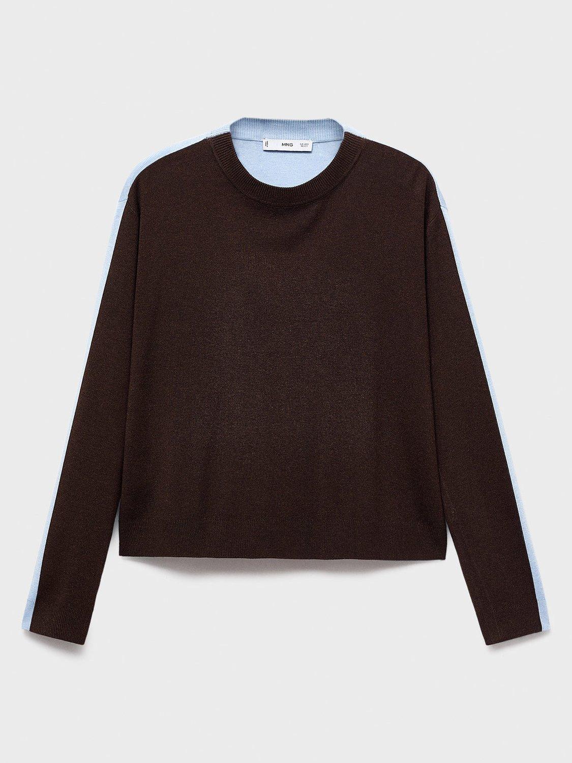 Product image 3 of 8, which shows Mango Luccon Colour Contrast Jumper, Brown/Multi, XS