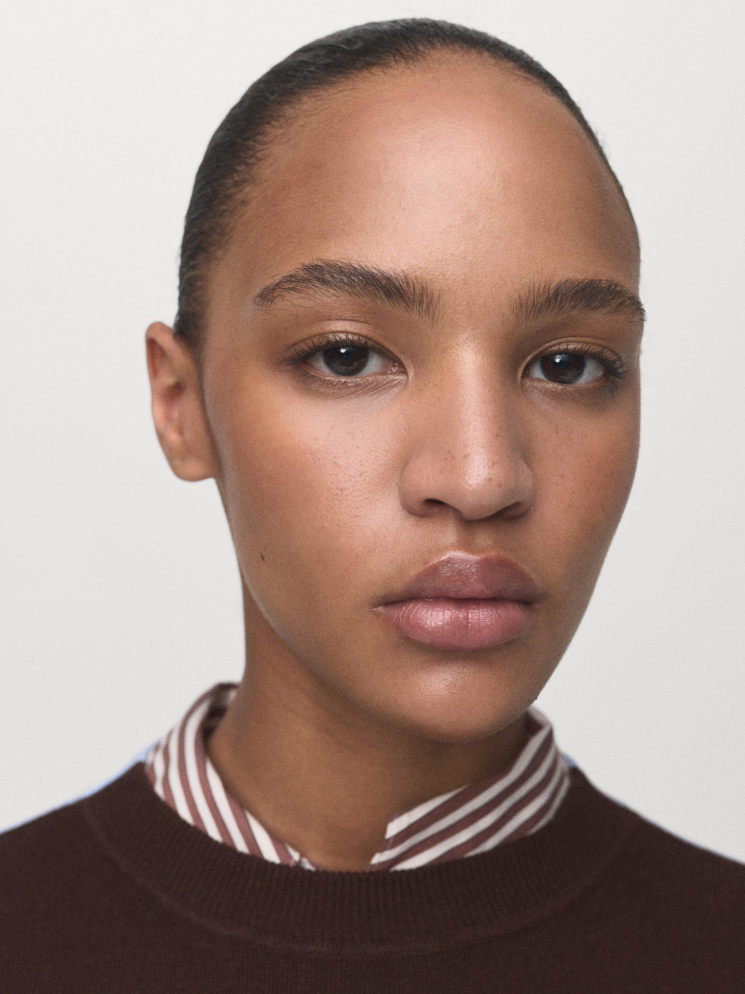 Product image 6 of 8, which shows Mango Luccon Colour Contrast Jumper, Brown/Multi, XS