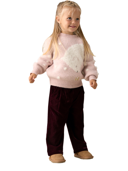 Angel & Rocket Baby Velvet Wide Leg Trousers, Burgundy, Burgundy