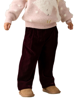Angel & Rocket Baby Velvet Wide Leg Trousers, Burgundy - view 2, Burgundy
