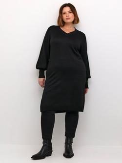 KAFFE Curve Regitta Metallic Straight Knee Length Dress, Black Metallic, Black Metallic