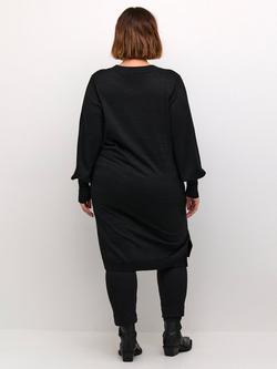 KAFFE Curve Regitta Metallic Straight Knee Length Dress, Black Metallic - view 2, Black Metallic