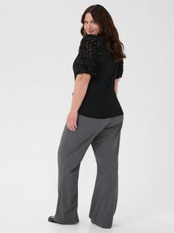 KAFFE Curve Lucinda Frill T-Shirt, Black Deep - view 2, Black Deep