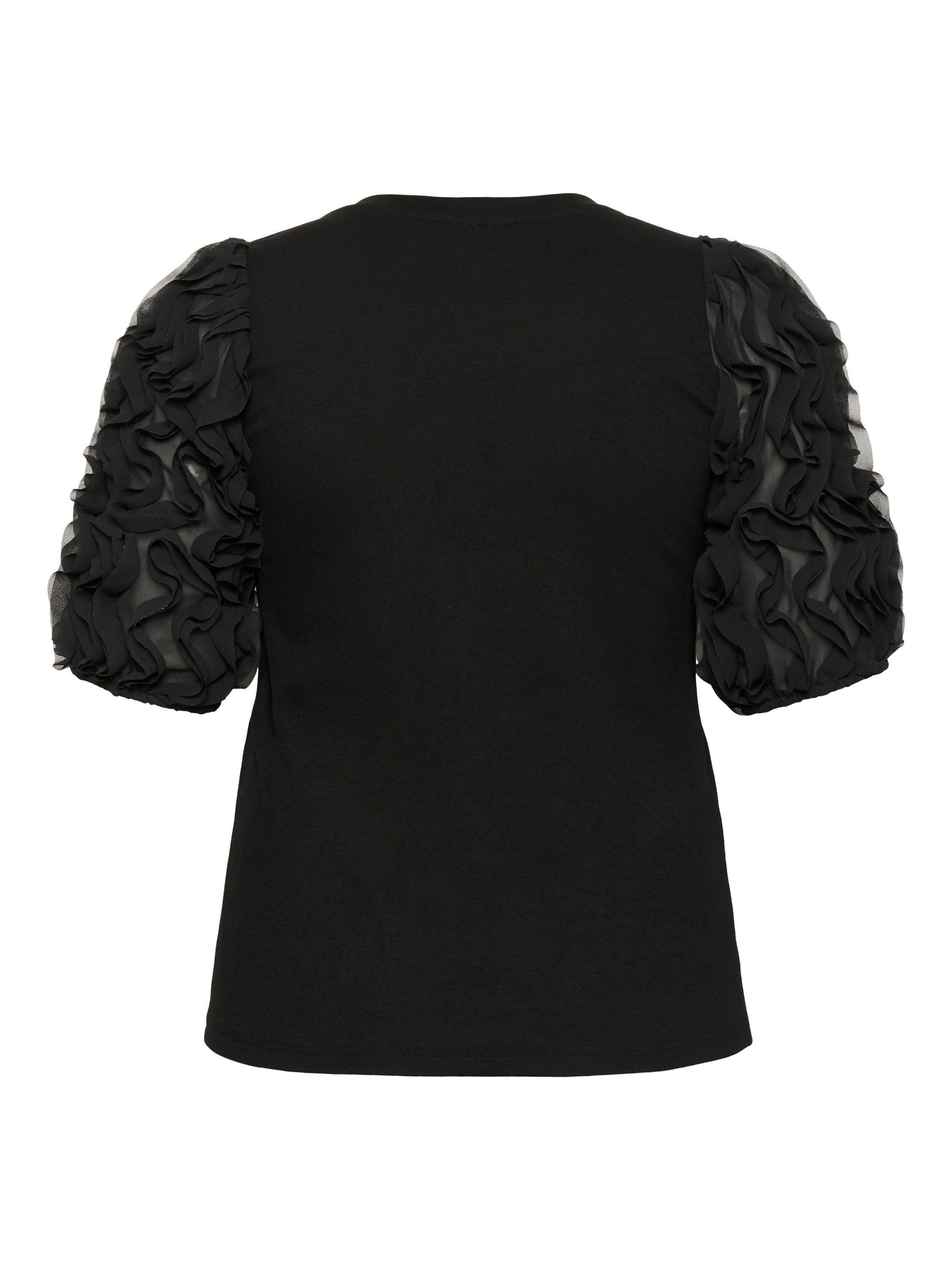 Product image 6 of 6, which shows KAFFE Curve Lucinda Frill T-Shirt, Black Deep, M