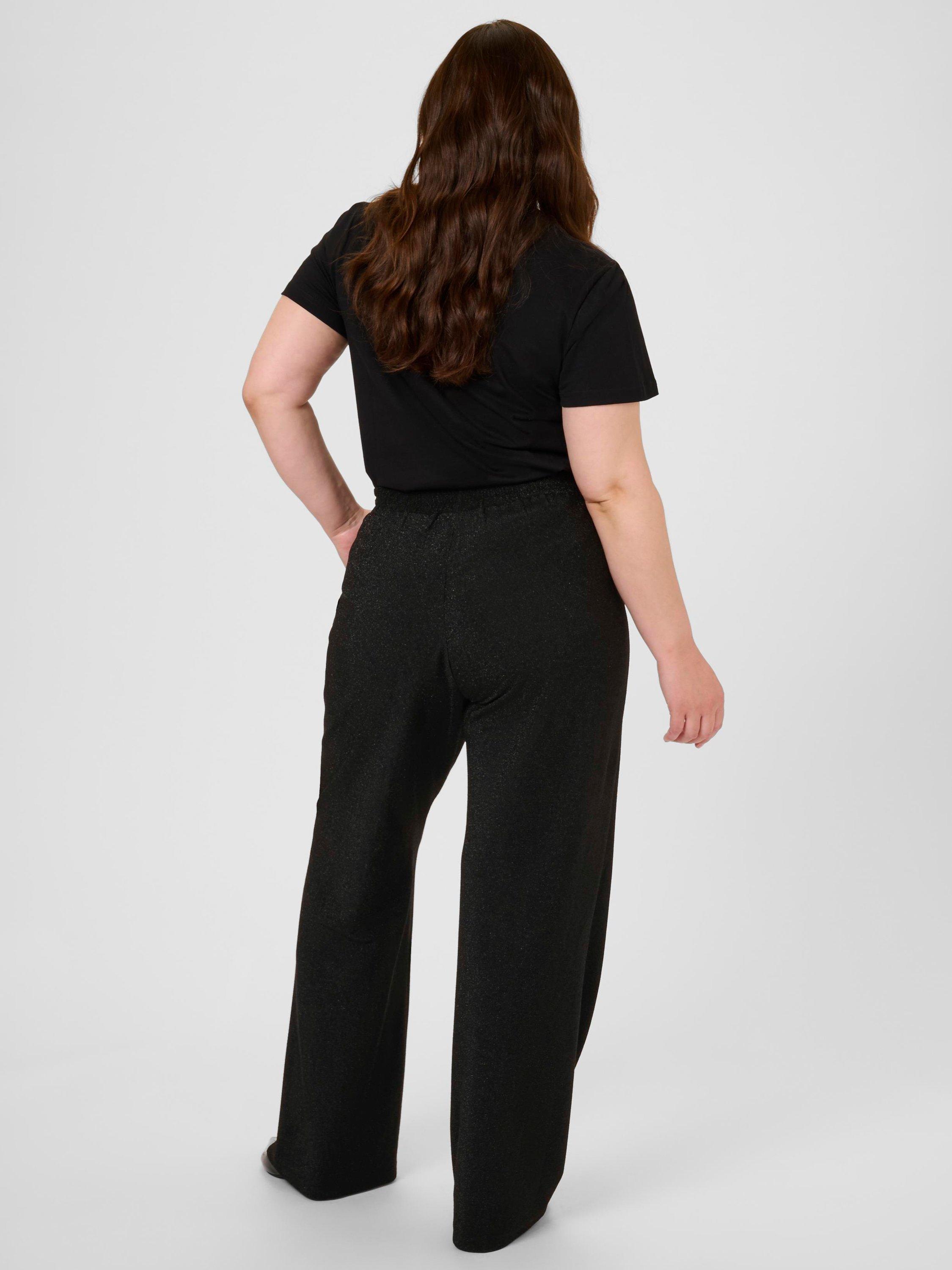 Product image 2 of 6, which shows KAFFE Curve Riana Glitter Trousers, Black/Multi, S