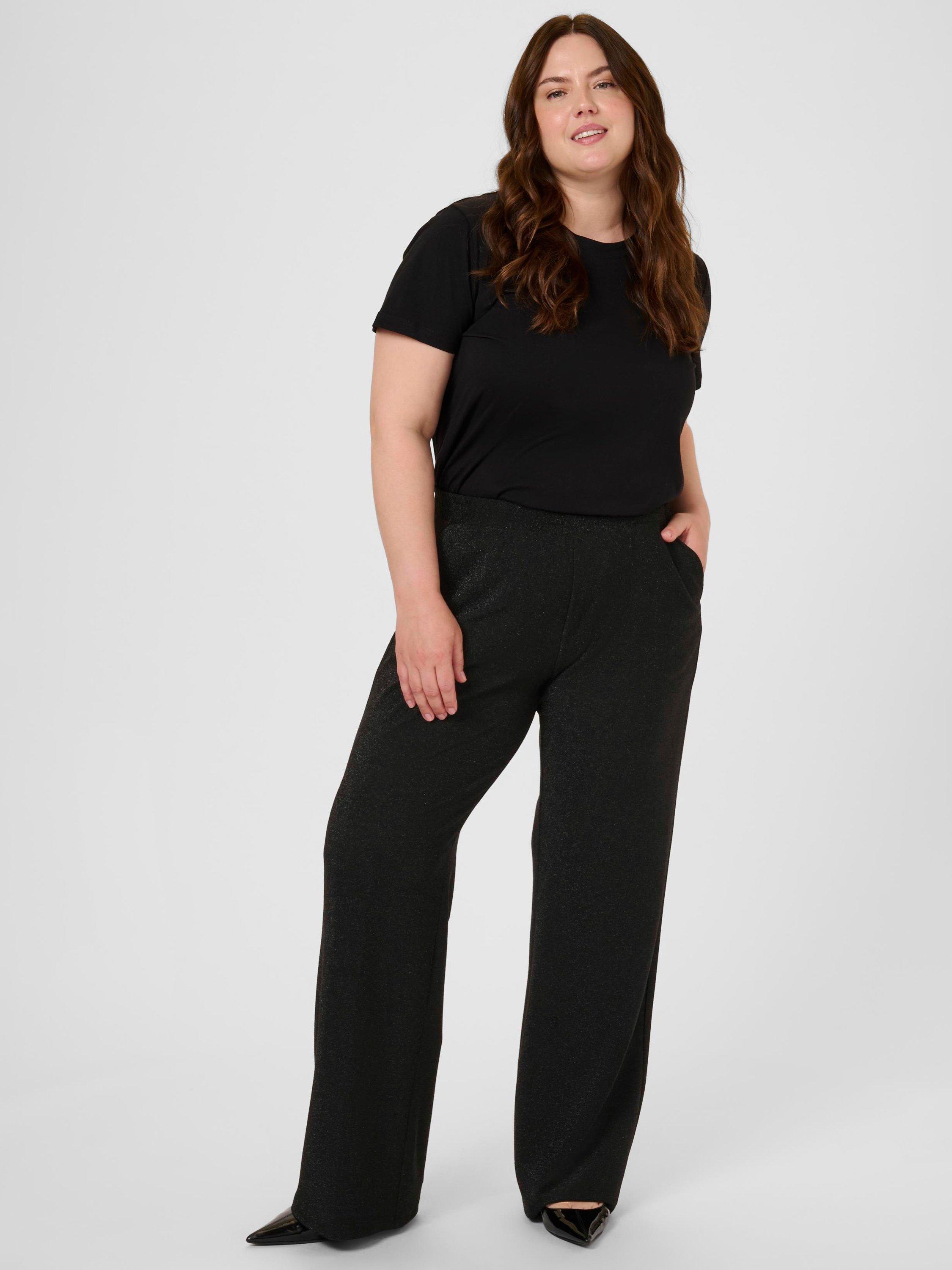 Product image 3 of 6, which shows KAFFE Curve Riana Glitter Trousers, Black/Multi, S