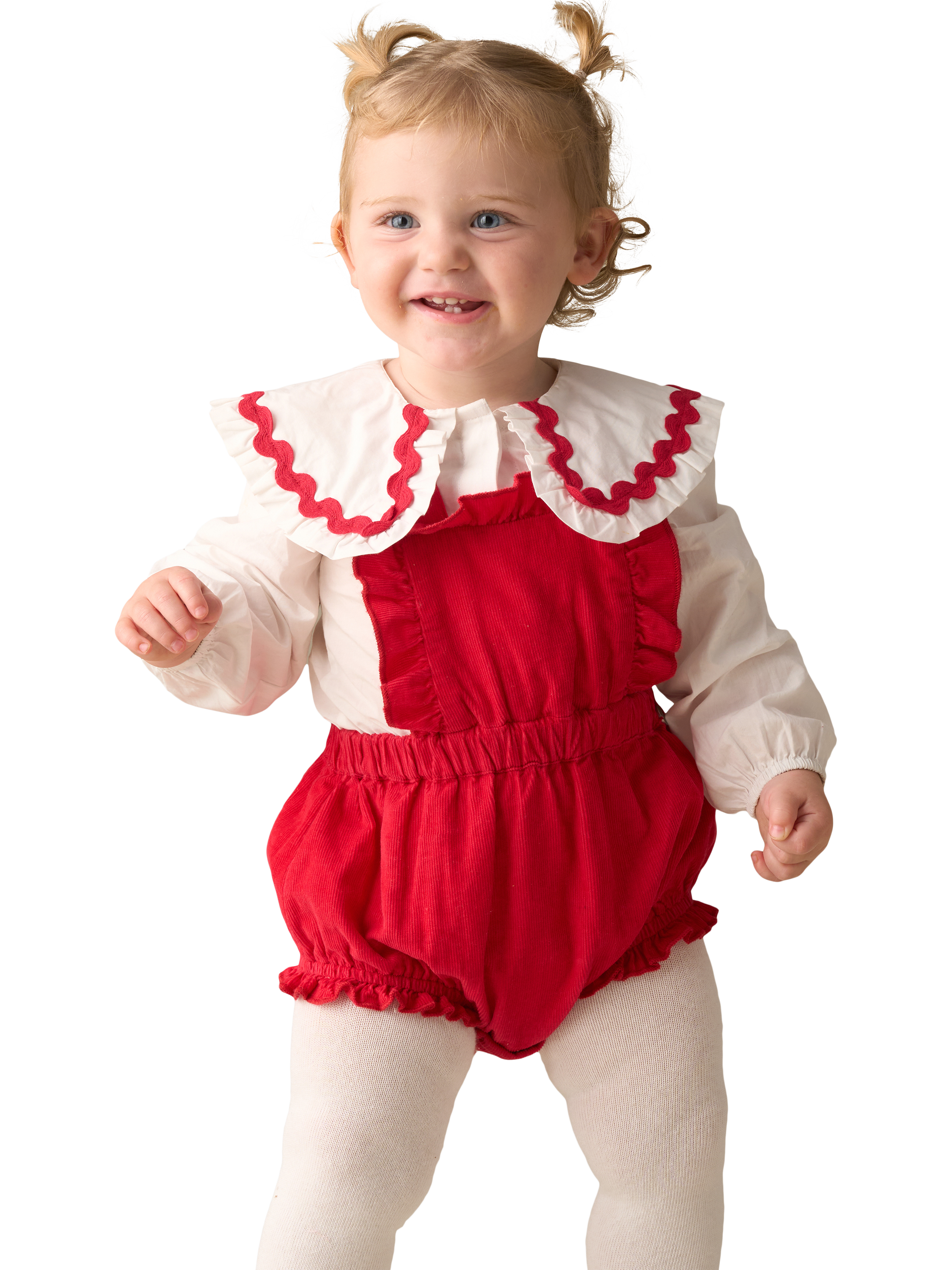 Product image 1 of 8, which shows Angel & Rocket Baby Cotton Romper and Blouse Set, Red, 0-3 months