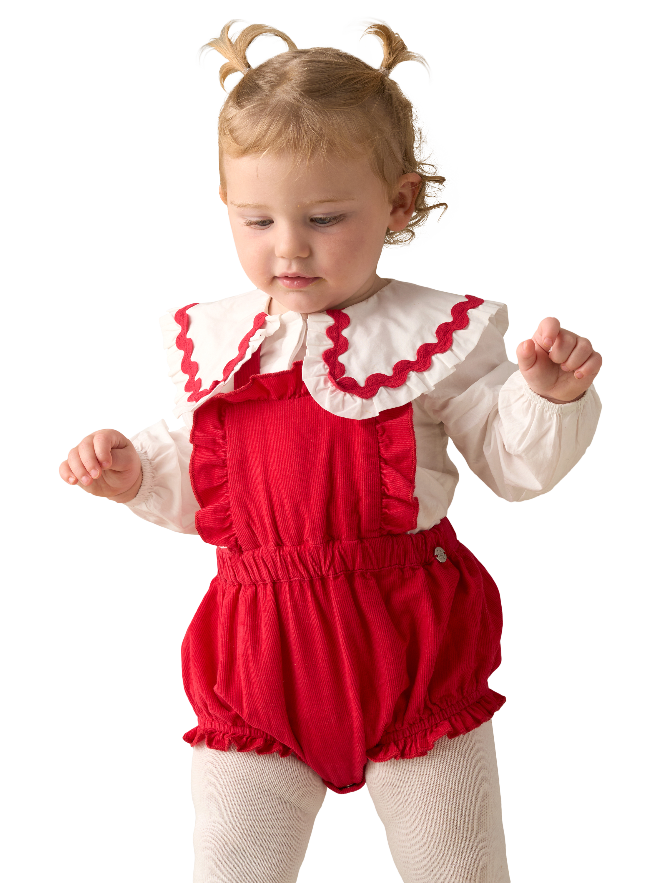 Product image 4 of 8, which shows Angel & Rocket Baby Cotton Romper and Blouse Set, Red, 0-3 months