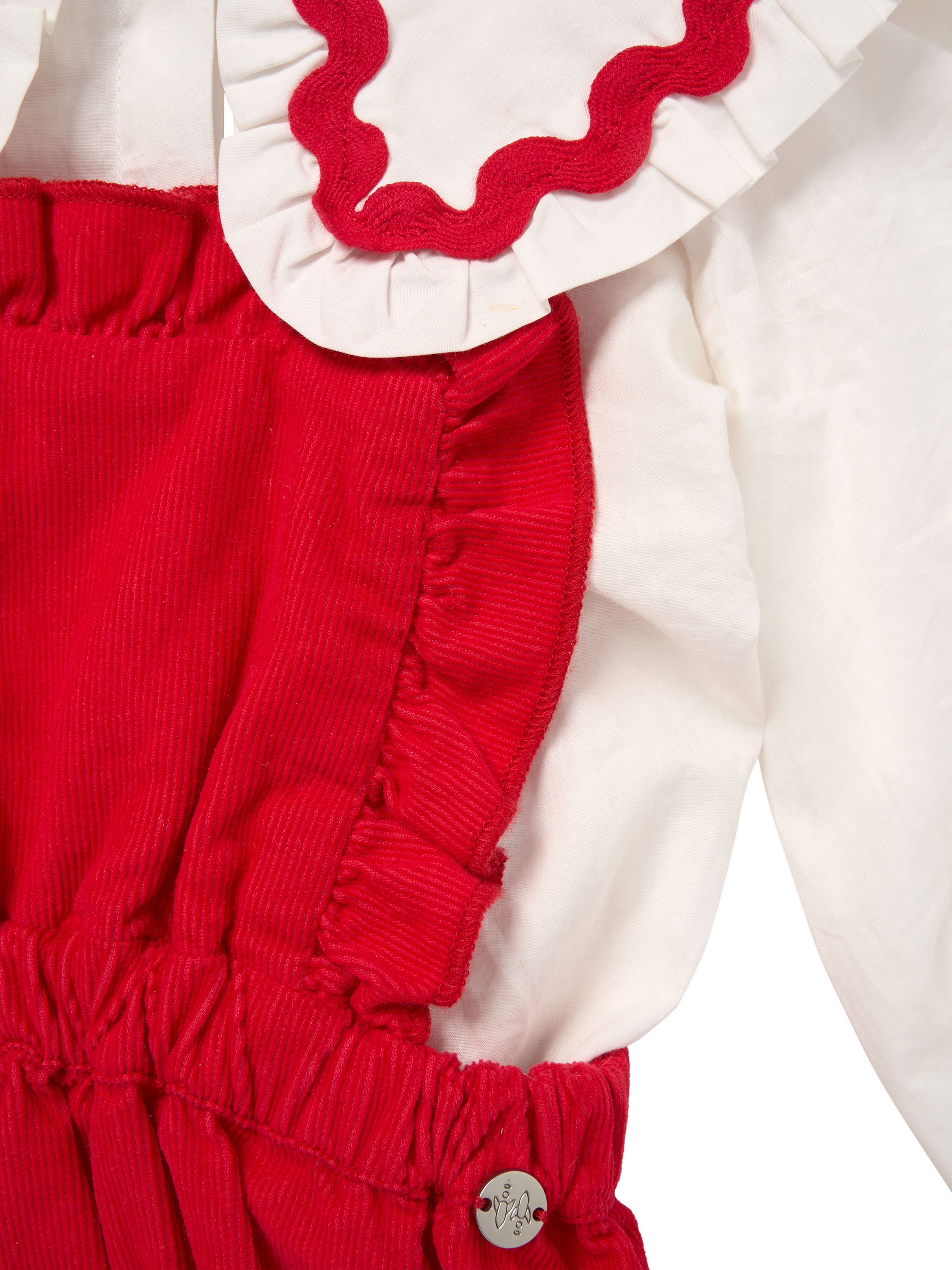Product image 6 of 8, which shows Angel & Rocket Baby Cotton Romper and Blouse Set, Red, 0-3 months