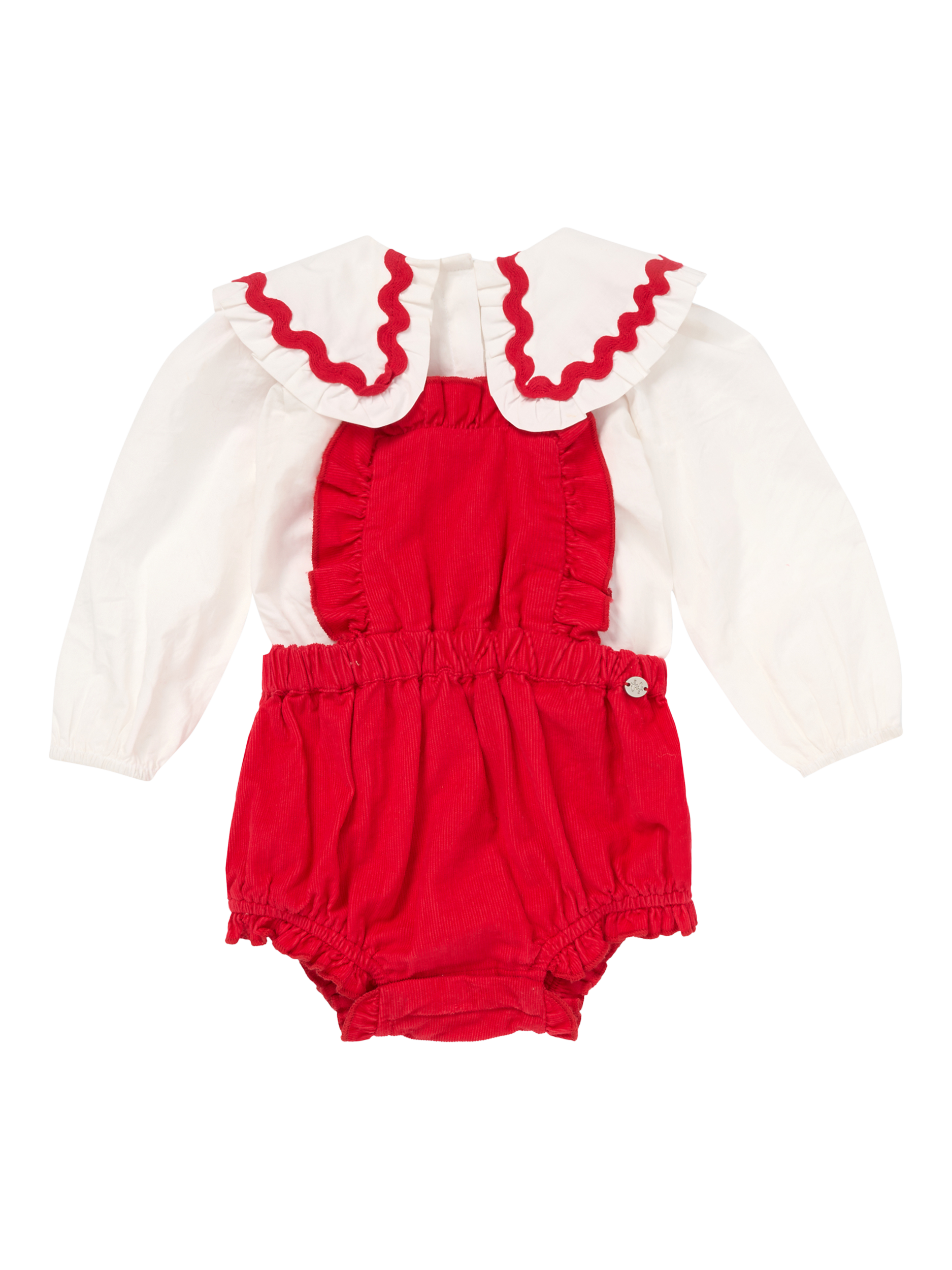 Product image 7 of 8, which shows Angel & Rocket Baby Cotton Romper and Blouse Set, Red, 0-3 months