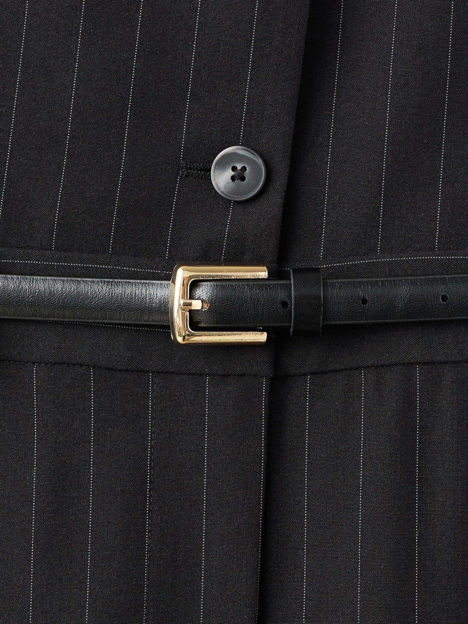 Product image 9 of 9, which shows Mango Yoli Pinstripe Tailored Jumpsuit, Navy, XXXL