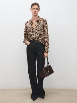 Mango Basic Animal Print Shirt, Brown, Brown