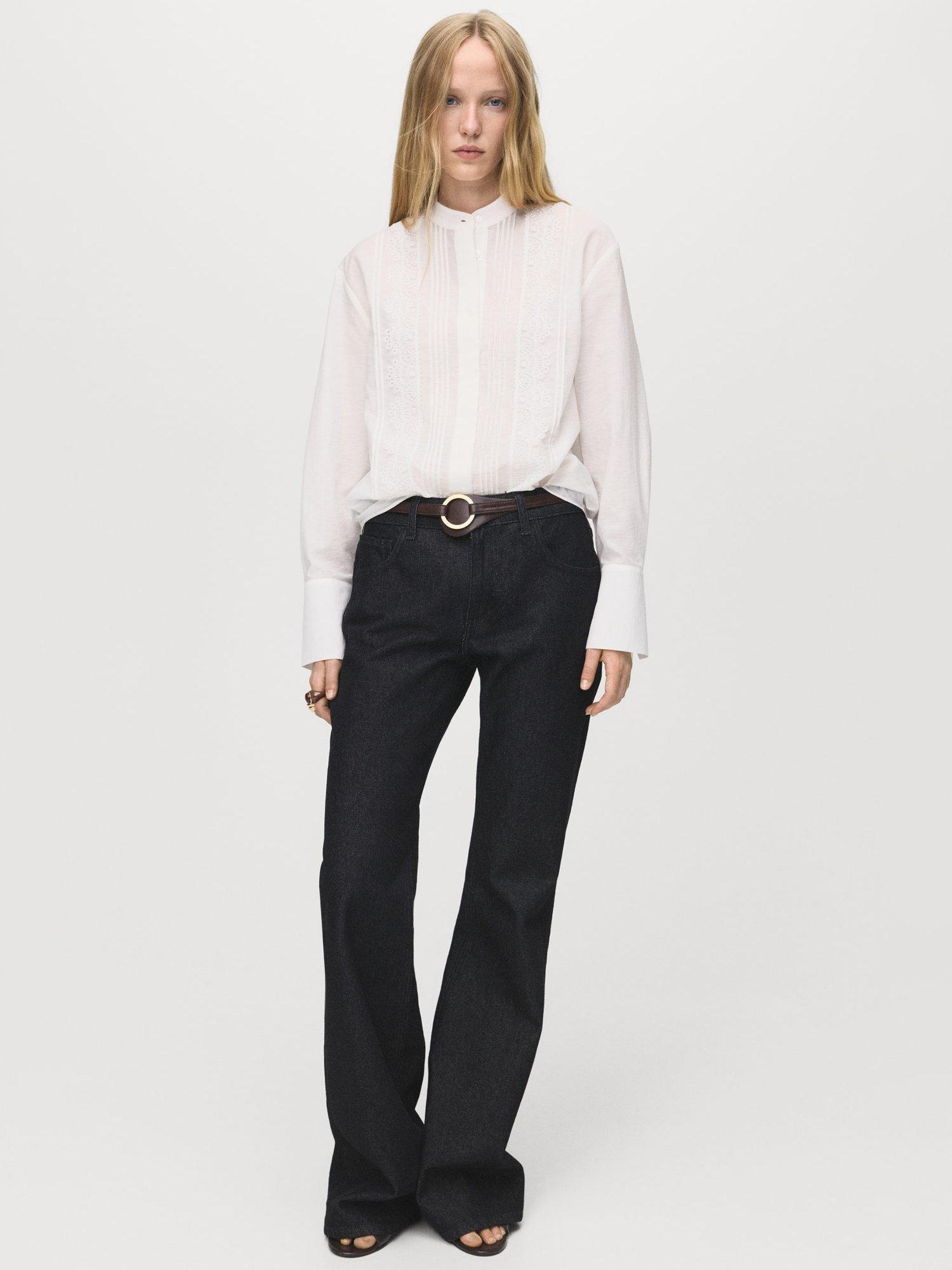 Product image 2 of 7, which shows Mango Cindy Lace Trim Shirt, Light Beige, 10