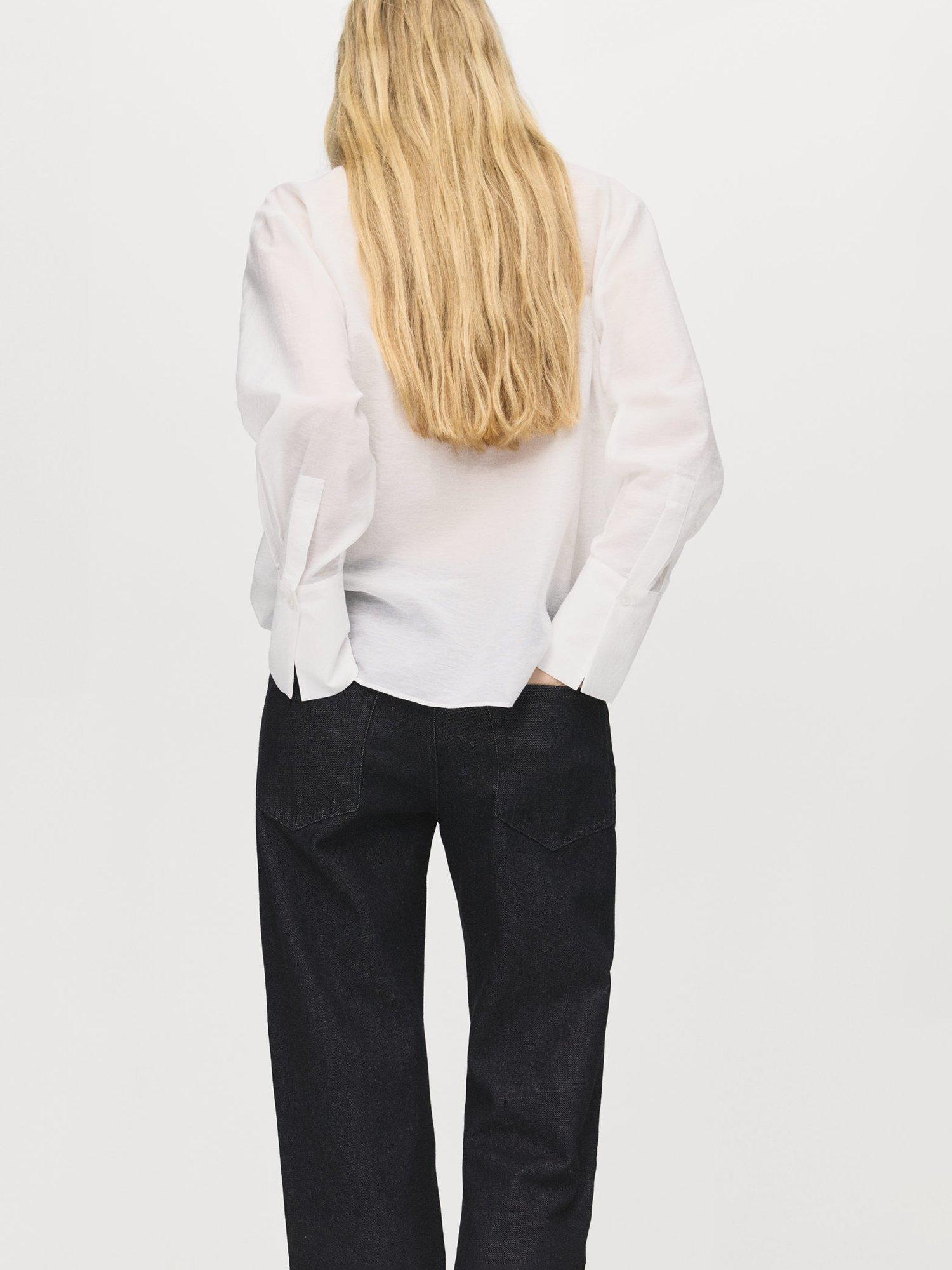 Product image 4 of 7, which shows Mango Cindy Lace Trim Shirt, Light Beige, 10