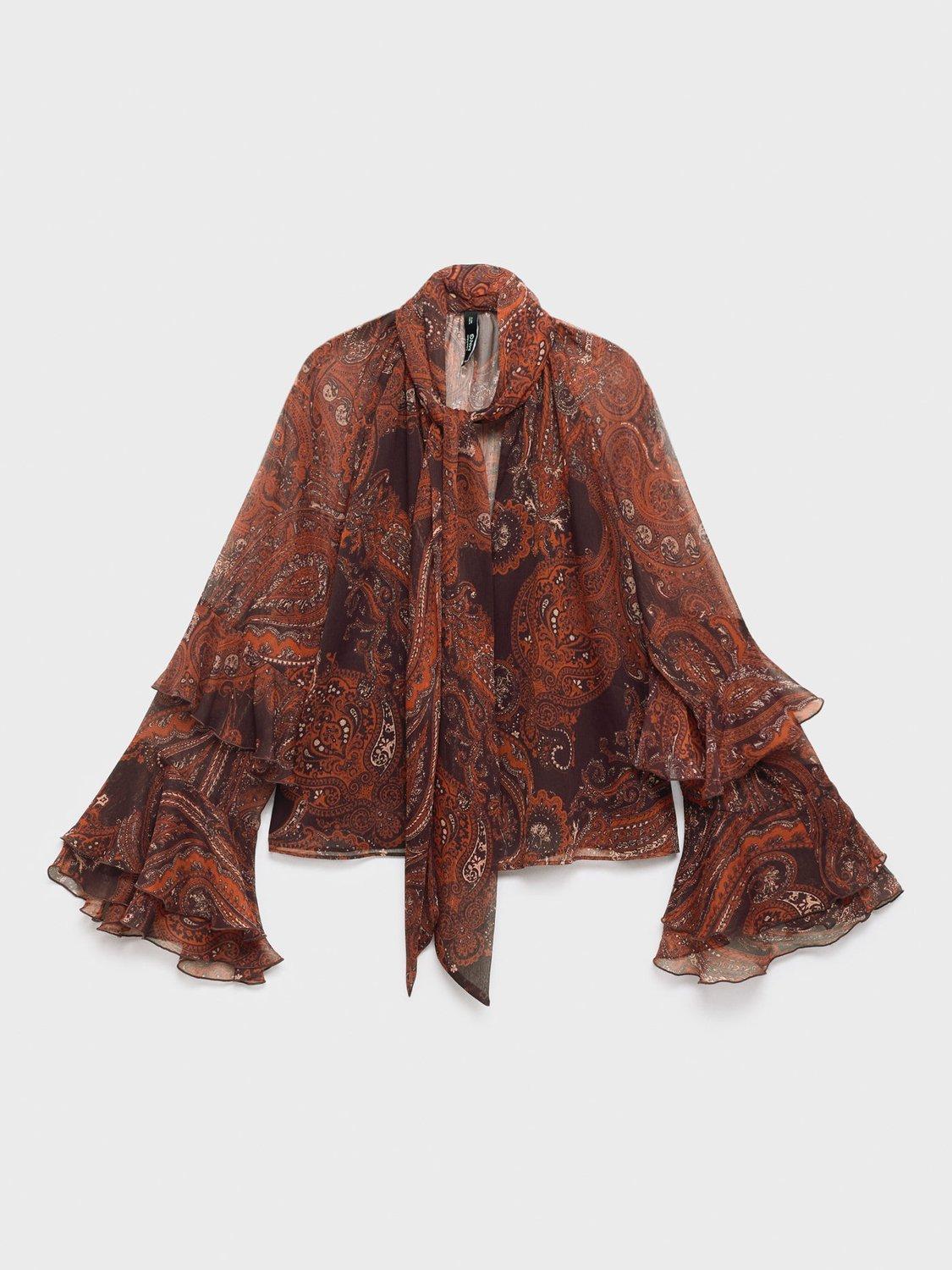 Product image 3 of 7, which shows Mango Jewell Paisley Top, Rust, 10