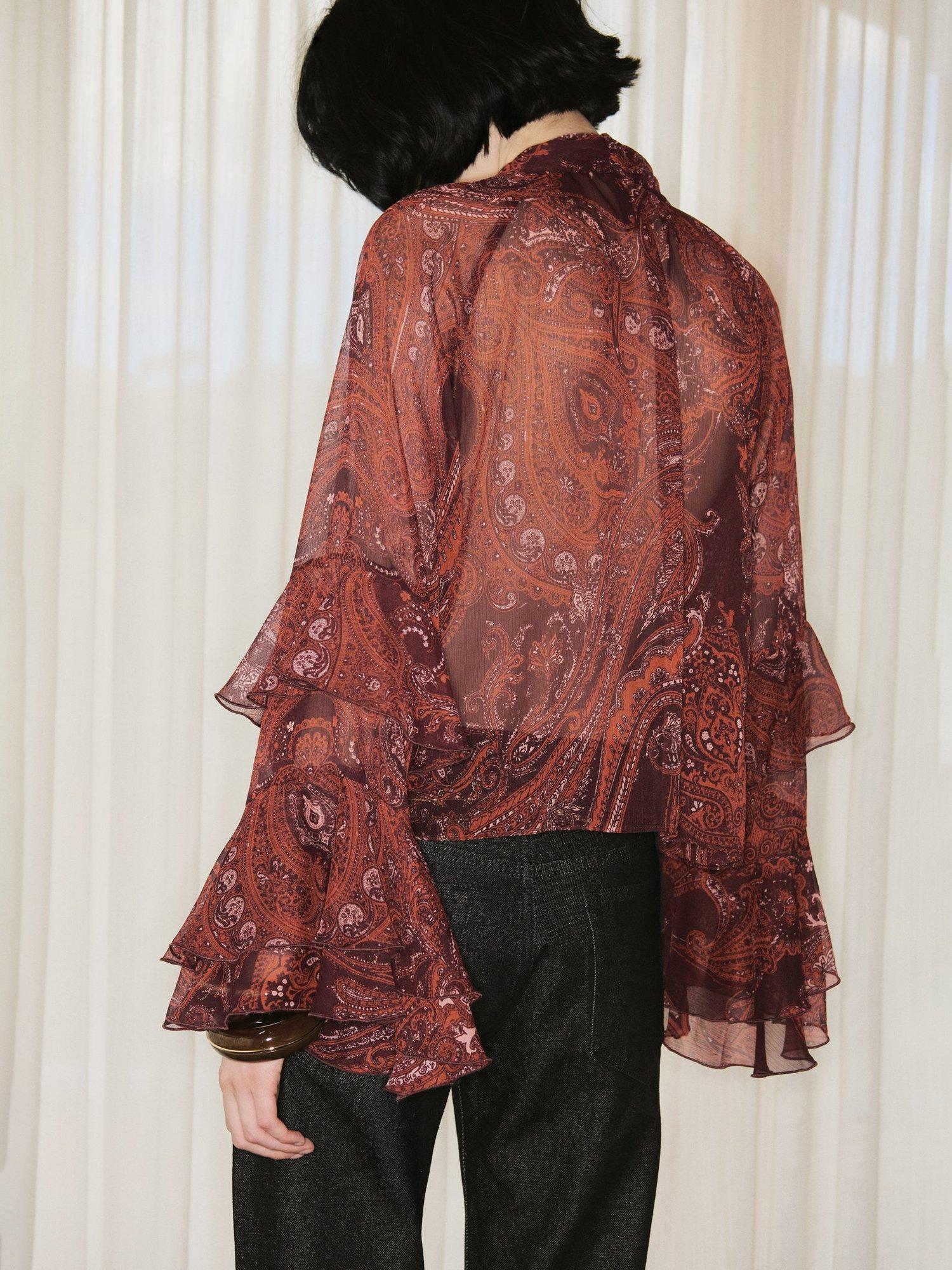Product image 4 of 7, which shows Mango Jewell Paisley Top, Rust, 10