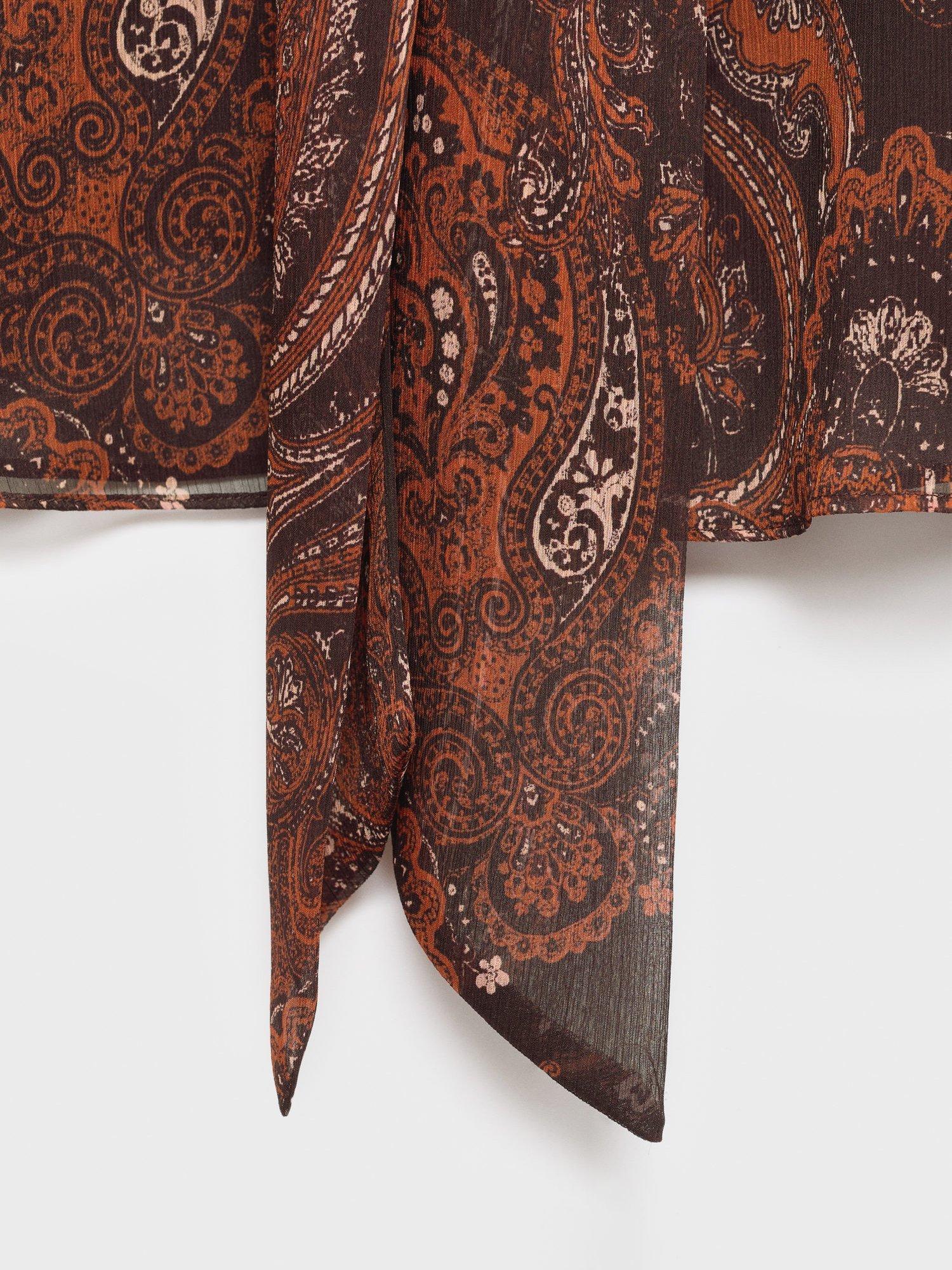 Product image 5 of 7, which shows Mango Jewell Paisley Top, Rust, 10