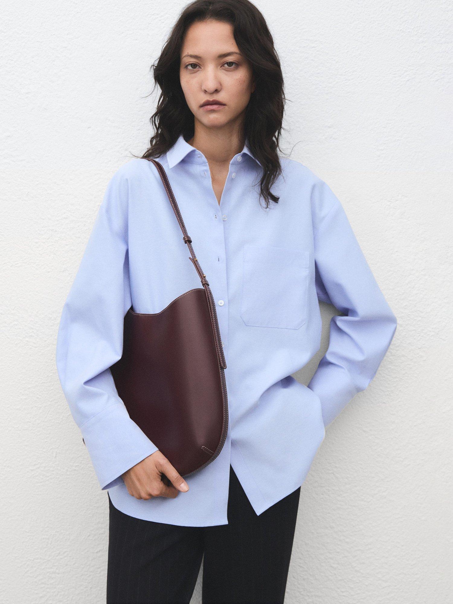 Product image 1 of 7, which shows Mango Juany Pocket Oversized Shirt, Pastel Blue, 12