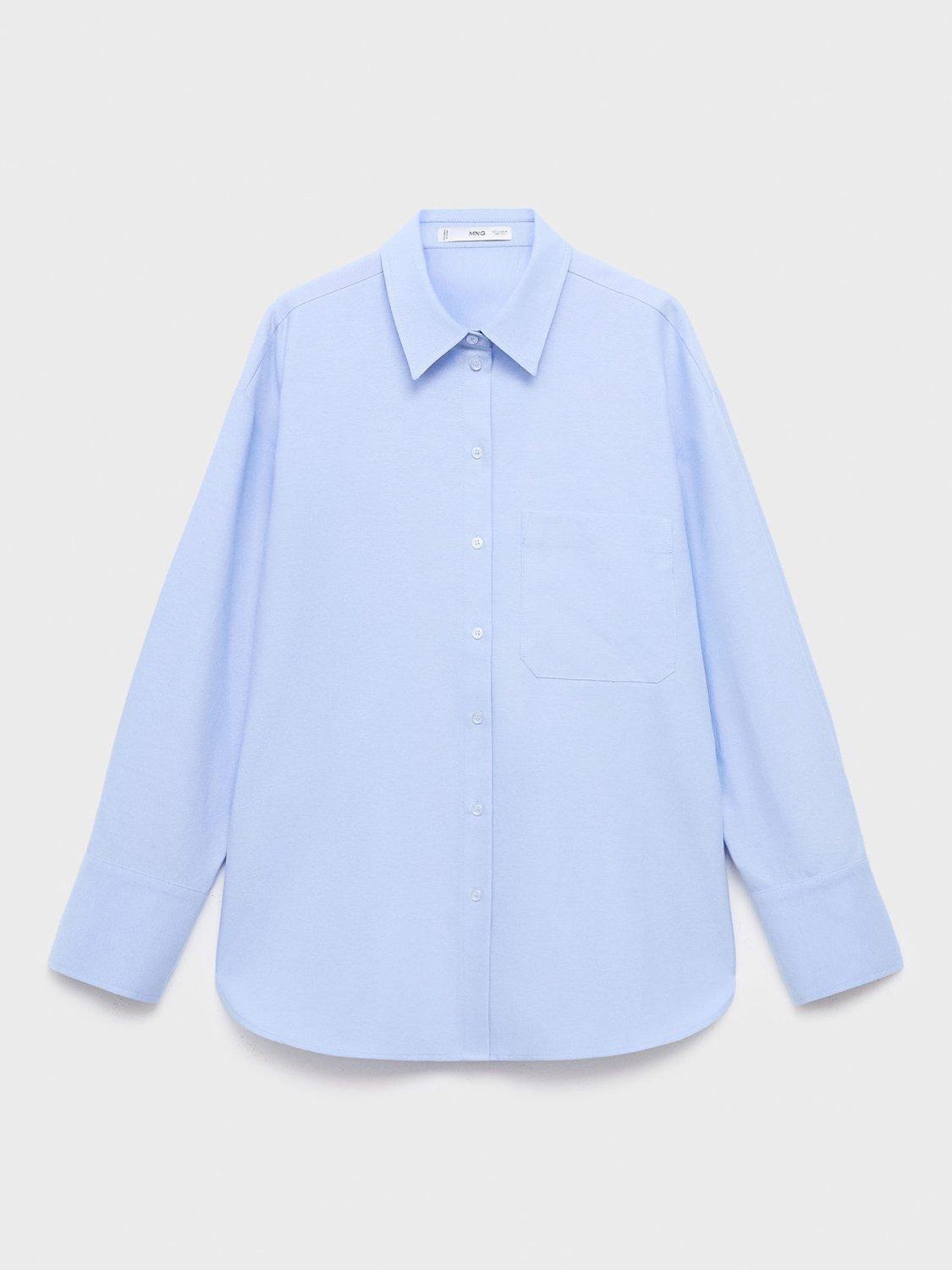 Product image 3 of 7, which shows Mango Juany Pocket Oversized Shirt, Pastel Blue, 12